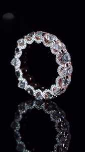 Alternating 5mm Round Pear Cut Full Eternity <b>Ring</b> <b>925</b> Sterling <b>Silver</b> Lab Grown Diamond Luxury Engagement Anniversary Band - Product Image 2