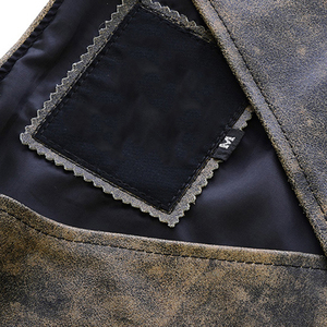 Gilet de moto décontracté en cuir PU respirant pour homme, veste de motard classique avec fermeture éclair et lacets latéraux - Product Image 6