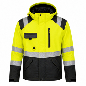 Veste de sécurité haute visibilité imperméable réfléchissante à capuche fluorescente, manteau d'hiver haute qualité avec détection de métal - Product Image 3