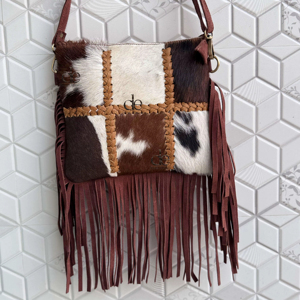 Latest Arrival Hair on Hide Fringe Cowhide Leather Sling <b>Bag</b> Handmade Patches Handbag Cross body Fashion Gypsy Stylish <b>Bags</b> - Product Image 1