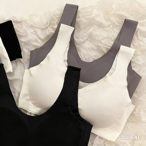 Seamless ice silk lingerie, <b>Korean</b> style, push-up camisole, wire-free <b>bra</b> set, student development vest, thin style. - Product Image 2
