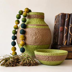 Eco Friendly Handmade Paper Mache Art Deco Decorative Vase Sustainable Home Decor Artisan <b>Table</b> Centerpiece Modern Decorative - Product Image 1