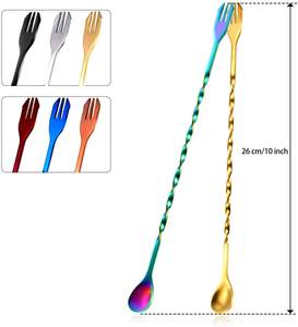 Cuchara Mezcladora de Cócteles de Acero Inoxidable, Cuchara Mezcladora en Espiral de Mango Largo para Bar y Servicio de Bebidas - Product Image 2