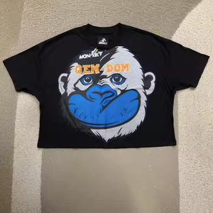 Camiseta Gráfica Extra Grande Personalizada con Estampado de Cara de Mono Azul, 100% Algodón, Ropa Urbana para Hombre, Mujer, Unisex, OEM, ODM, Venta al Por Mayor - Product Image 5
