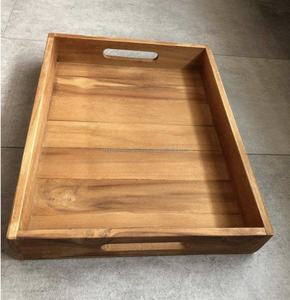 Plateau de service en bois rond au design moderne avec finition blanche et marron Plateau de service de haute qualité pour la vaisselle à café et thé - Product Image 5