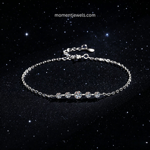 Pulsera de Plata de Ley 925 de Lujo con Moissanita para Mujer, Pulsera de Cadena Deslizante con Estrella Geométrica, Moissanita de Alta Calidad - Product Image 3
