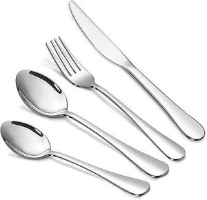 Ensemble de couverts élégants en acier inoxydable, cuillère, fourchette, couteau, vaisselle de table moderne, design durable - Product Image 2