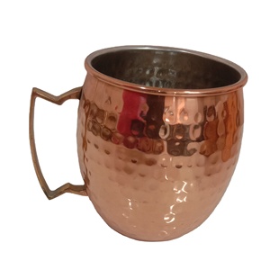 Mug en acier inoxydable plaqué cuivre pur, artisanal et de renommée, pour servir l'eau, ustensile de cuisine en métal. - Product Image 1