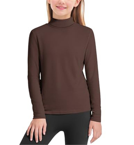 Hauts tricotés noirs à manches longues pour enfants, uniformes scolaires chauds, t-shirts à col roulé de couleur unie pour filles - Product Image 5