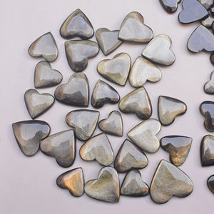 Cabujones de obsidiana dorada con forma de corazón, cabujones de obsidiana, Gema suelta, corazón, venta al por mayor - Product Image 1