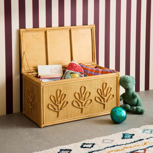 Coffre de rangement en rotin inspiré de Montessori, fait main, tressé, pour chambre d'enfant, organisateur de meubles, design rustique tressé avec poignée - Product Image 4