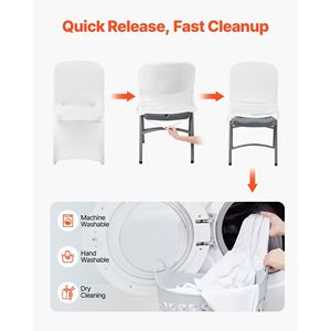 30 housses de chaise blanches en polyester et élasthanne, extensibles, à devant plat, pour banquets, dîners, fêtes et mariages - Product Image 5