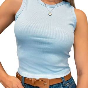 Fabricante de Camisetas sin Mangas para Mujer, Ligeras, Acanaladas, Elásticas, Estilo Casual Urbano, Proveedor Mayorista - Product Image 4
