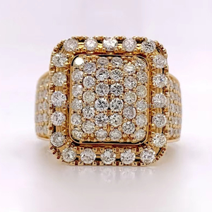Unique Men's <b>Iced</b> Out Square Hip Hop 935 Sterling Silver Cluster <b>Ring</b> Custom Wedding, Engagement or Anniversary Gift - Product Image 1