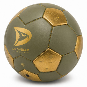 Ballon de football de luxe taille 5 vert sauge et or brodé avec logo personnalisé |   Ballon de match premium cousu à la main à 32 panneaux pour les équipes d'élite - Product Image 2