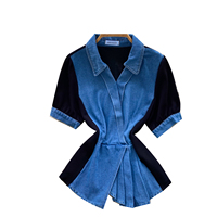 Blusas Casuales de Mezclilla de Manga Corta para Verano, Camisas Sólidas para Mujer, Tops Casuales para Dama, Ropa al por Mayor para Mujer