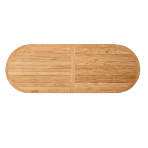 Contemporary Oval Outdoor <b>Dining</b> <b>Table</b> Premium Teak Thick and Sturdy Base Slatted Top Scandinavian Style Commercial Furniture - Product Image 4