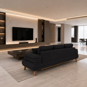 Sofá de Tela Moderno de Lujo de 3 Plazas, Madera de Teca Sólida, Muebles para Sala de Estar, Apartamento, Hotel, Villa - Product Image 6