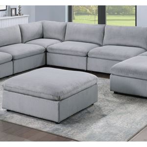 Dark Gray 8pc Modular Sectional <b>Set</b> Corduroy Upholstery Living Room Couch with 3x Corner <b>Wedges</b> 3x Armless Chairs 2x Ottomans F - Product Image 4