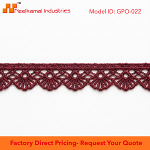 Dentelle Guipure GPO Rouge Vin 10mm, Vente Directe Usine, Emballage de 20 Mètres pour Vêtements Ethniques, Encolures, Sacs Potli, Artisanat de Couture Personnalisé - Product Image 5