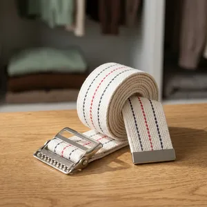 Cinturón de marcha ajustable con diseño a rayas y hebilla metálica para soporte y asistencia de movilidad al paciente - Product Image 5