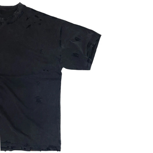 T-shirt homme noir surdimensionné avec logo personnalisé, effet vieilli, 100% coton, épais, uni, vintage, haute qualité - Product Image 5