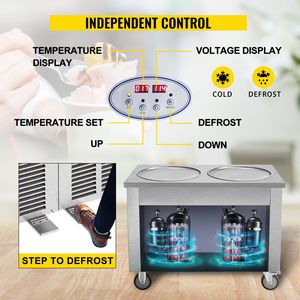 Macchina Commerciale per Gelato Arrotolato in Acciaio Inox da 1800W con Due Vasche da 45 cm, per Uso Professionale - Product Image 4
