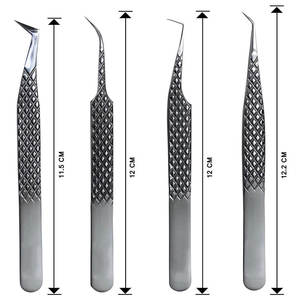 High Quality Stainless Steel Eyelash Extension Tweezers Set Straight Curved Slanted Tip <b>Lash</b> Tweezers - Product Image 4