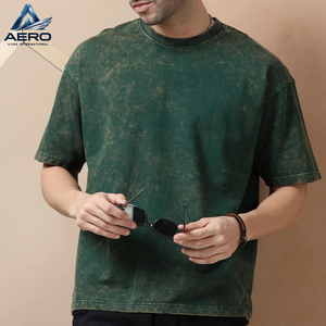 T-shirts décontractés respirants pour hommes, couleur verte, légers, entièrement personnalisables, service OEM ODM, effet délavé à l'acide, collection 2026 - Product Image 2