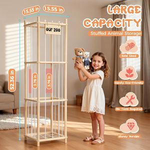 Organizzatore in Legno per Peluche a Tema Zoo con Corde Elastiche, Salvaspazio per Giocattoli e Organizzazione per Bambini - Product Image 2