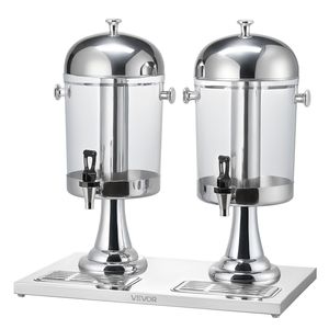 Dispenser per Bevande in Acciaio Inox e Plastica da 2,1 Galloni x 2 con Rubinetto e Base Refrigerante per Feste - Product Image 1