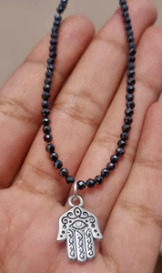 2.50MM Round Cut <b>Moissanite</b> <b>Bracelet</b> | Black <b>Moissanite</b> Round Beads With Charm | - Product Image 2