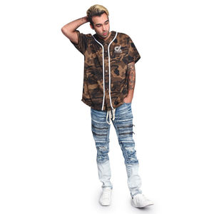 Camiseta de Béisbol con Camuflaje Personalizado para Hombre, Uniforme de Equipo con Botones, Camisa Deportiva Transpirable de Poliéster, Estilo Urbano, Venta al Por Mayor OEM - Product Image 4