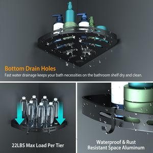 Adhesive <b>Wall</b>-Mounted Bath Corner Shower Shelves Iron Shower Organizer <b>Basket</b> Rack No-Drilling Shower Caddy <b>Storage</b> - Product Image 2