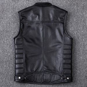 Premium Cowhide Fashion Wear Suitable for Biker Clubs Travel and Casual Use Leather <b>Vest</b> - Product Image 5