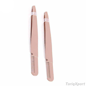 Pince à épiler de haute qualité en or rose à pointe inclinée avec peigne, outil de beauté de précision pour l'isolation des cils - Product Image 2