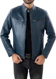 Veste en cuir pour homme disponible en différentes couleurs, veste en cuir véritable élégante pour la mode, en bleu icônique pour homme 2026 - Product Image 5