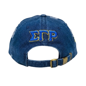 หมวกยีนส์สีน้ำเงินเข้ม Sigma Gamma Rho ปักลายสมาคมนักศึกษากรีก หมวกเบสบอลปรับขนาดได้ สำหรับผู้หญิง สวมใส่สบายๆ ในมหาวิทยาลัย หมวกแฟชั่นแบบสั่งทำ - Product Image 3