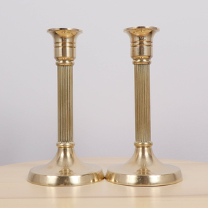 Vintage Solid Brass <b>Small</b> <b>Candle</b> Holder Pair Decorative Brass Candlestick Stands Compact Taper <b>Candle</b> Holders Classic Tabletop - Product Image 1