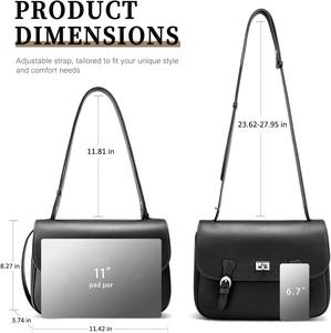 กระเป๋าหนังแท้สไตล์วินเทจพรีเมียมสำหรับผู้หญิง กระเป๋าสะพายไหล่สีดำสุดหรู สายปรับได้ ซิปและตัวล็อคเก๋ไก๋ - Product Image 2