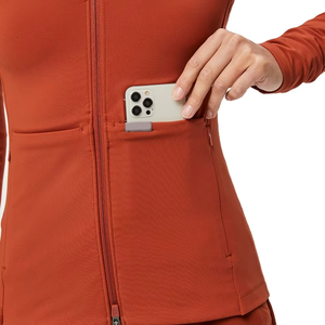 Conjunto de Blusa Médica para Mujer, Color Naranja Óxido, Poliéster Tejido, Cierre Frontal Completo, Bolsillo, Soporte para Estetoscopio, Uniformes de Hospital - Product Image 2
