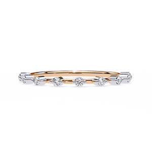 Anillo de Boda Minimalista para Mujer, Media Eternidad, con Diamantes Naturales, Oro de 14K, Diseño de Burbujas Flotantes, Apilable - Product Image 3