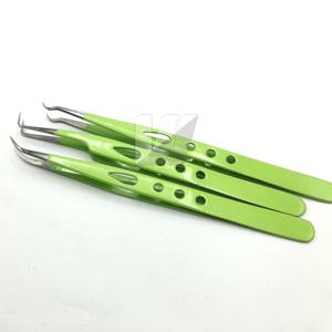 Pinces à épiler professionnelles en acier inoxydable japonais avec logo personnalisé, couleur verte durable, pointe pointue, polyvalentes - Product Image 2