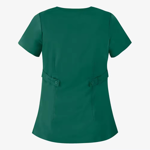 Blouse d'uniforme médical tendance pour femme, vert, col en V, manches courtes, en polyester tissé, pour usage médical - Product Image 5
