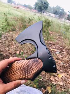 Handmade <b>Axe</b> Carbon Steel Blade Wood <b>Handle</b> With Leather Sheath Outdoor Knife - Product Image 2