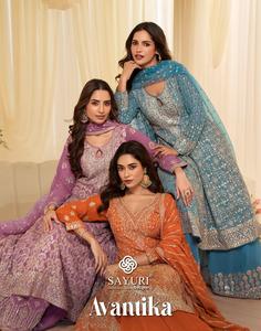 Ensemble Salwar Kameez en soie brodée orange pour femmes avec dupatta, tenue traditionnelle, coupe régulière, longueur au sol, vêtements indiens pakistanais - Product Image 5