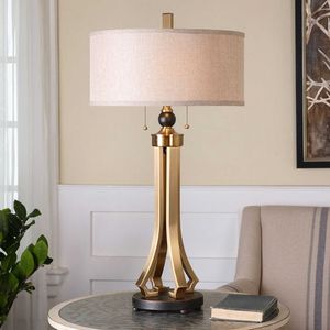 Modern Luxury Gold Oval <b>Table</b> Lamp Nordic <b>LED</b> <b>Bedside</b> Light with Fabric Shade for Hotel Bedroom Living Room Home Decor - Product Image 2