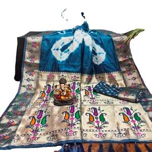 Bandhej en soie à motif Sibory léger et sari à impression numérique avec riche pallu pour femme - Product Image 5