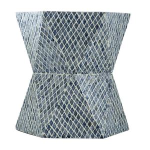 Handmade Mosaic Hourglass Side Table <b>Stools</b> Mother of Pearl Blue Diamond Lattice Inlaid Coffee <b>Stool</b> Living Room Furniture - Product Image 3