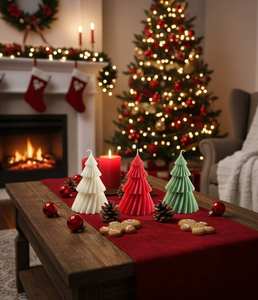 Vela artística plisada angular de cera de soja hecha a mano con aroma frutal para Navidad, Ramadán, Día del Padre, Diwali, Año Nuevo y festividades. - Product Image 3